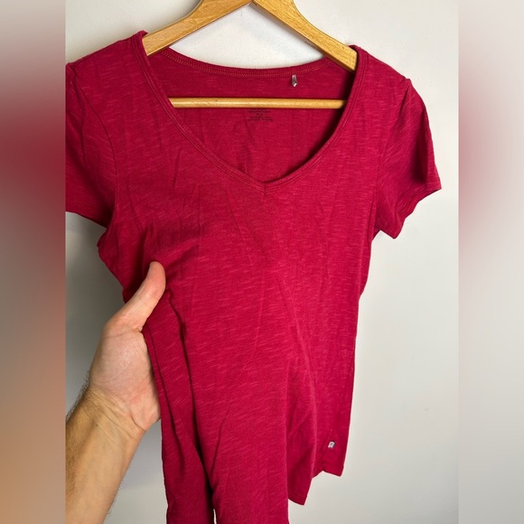 Toad & Co Organic Cotton Women's Red V-Neck Top Blouse Size S Casual outdoor - Picture 2 of 11